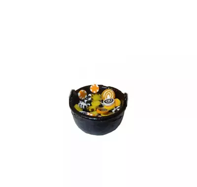 Dollhouse Halloween Trick Or Treat Candy In Metal Cauldron Doll House Miniature • $7.95