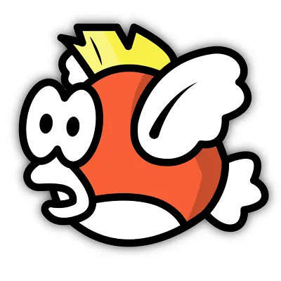 Super Mario Bros. Cheep Cheep Flying Fish Shaped Vinyl Decal Sticker • $3.99