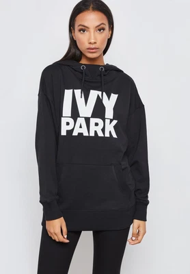 £69.20 • Buy Ivy Park Oversized Black Pull Over Logo Jersey Sweat Hoodie Size Us M