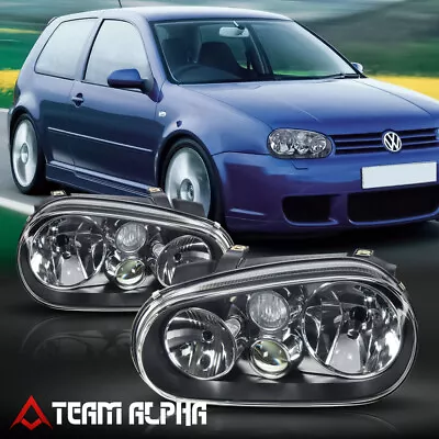 Fits 1999-2006 VW Golf/Cabrio MK4 IV[Black/Clear]Headlight W/Projector Fog Lamp • $112.68