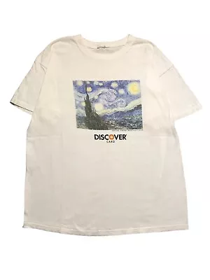 Vintage 90s 2000s Vincent Van Gogh Starry Night Discover Card Tee T-Shirt XL • $59.99