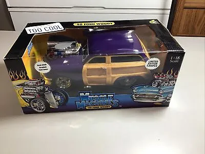 1950 Ford Woody 1/18 Purple And Wood The Original Muscle Machines 2001 In  Box • $59