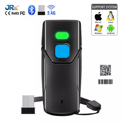 JR Mini Wireless 2D QR Code Barcode Scanner Bluetooth USB Reader For PC Phone • $72.48