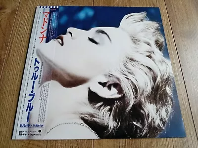 Madonna - True Blue Lp 1986 Obi Insert Poster Survey Card Japan Sire Near Mint • £33.95