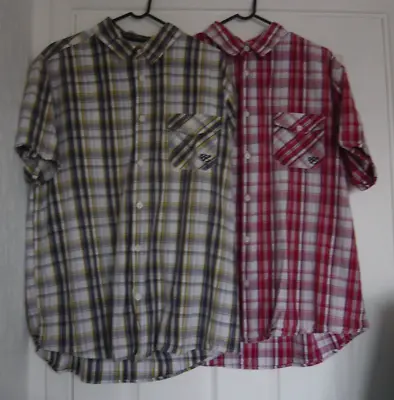 Kangaroo Poo Two Men’s XL Short Sleeve Checked Shirts 100% Cotton • £7.50