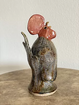 Steve Turpin Small 6.5 H Rooster Chicken Red Green Brown 2005 Georgia Pottery • $159