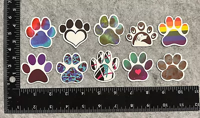 Lot Of 10 Assorted Paw Print Pet Stickers • $3