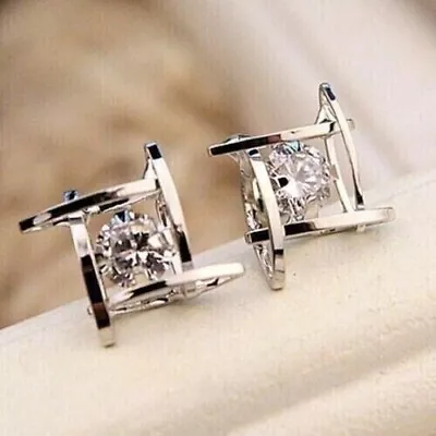 2 Ct Round Cut Real Moissanite Cluster Stud Earring's 14K White Gold Plated • $105.74