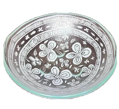 ANDREAS MEYER Hand Made Nahariya Art Glass Fused Glass Trinket Dish Bowl Flowers • $38