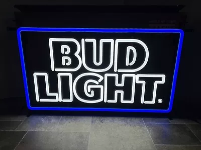 Bud Light Beer Neo Neon Led Light Up Back Bar Sign Game Room Restaurant Bar New • $124.99