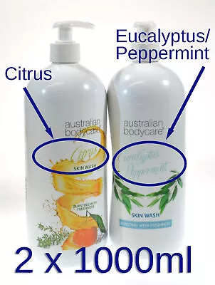 Australian Bodycare Citrus And Eucalyptus Peppermint 1000mls Of Each Skin Wash • £23.50