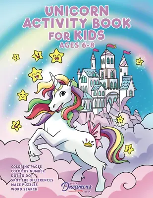 Unicorn Activity Book For Kids Ages 6-8: Unicorn Coloring Book Dot To Dot Maze • £7.90