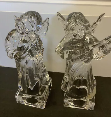 2-mikasa Herald Collection Clear Crystal Angels Playing Mandolin /violin • $39