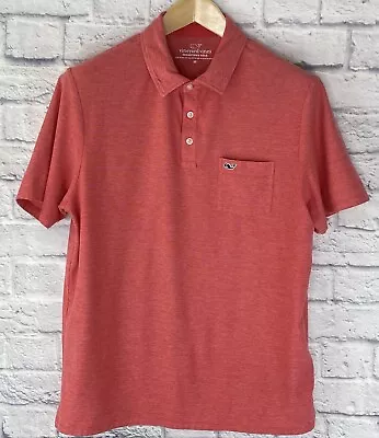 Vineyard Vines Polo Shirt Mens M Edgartown Coral Short Sleeve Stretch Cotton • $14.99