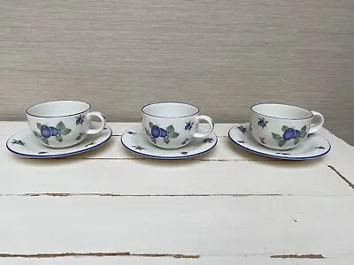 £15.99 • Buy Doulton Everyday Blueberry - Set Of 3 Tea Cups & Saucers