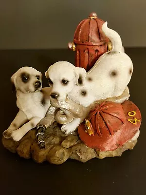 Vintage Vanmark Red Hats Of Courage Fire House Dalmatian Puppies Figurine MINT • $17.37