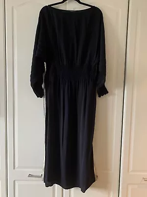 M And S Limited Collection Black Dress With Gold Side Stripe 16 • £11