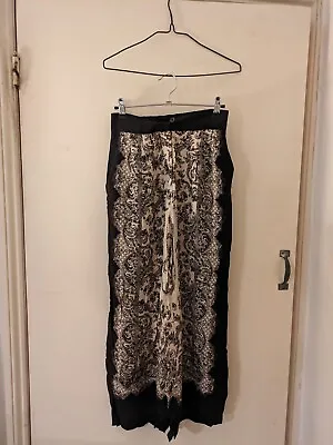 H&M Black & Cream Floral Print Wide Leg Trousers Size 6 Brand New • £15