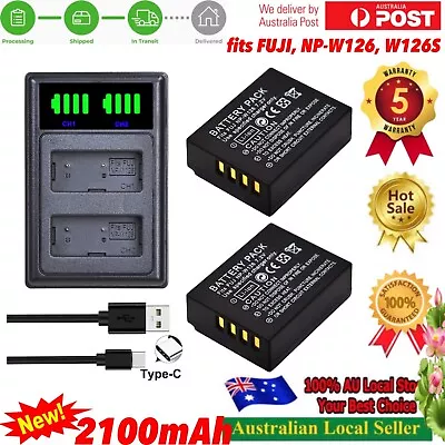 2x Battery +Charger For NP-W126 Fujifilm X-T1 X-T2 X-T3 X-T10 X-T20 X-T30 X-T100 • $37.50