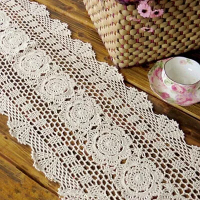 Vintage Hand Crochet Cotton Lace Table Runner Doily Wedding Party Banquet Decor • £7.66