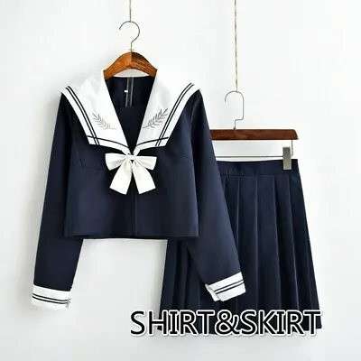 Girls Japanese School Uniform JK Sailor Shirt Skirt Outfit Suit Fancy Dress • $67.69