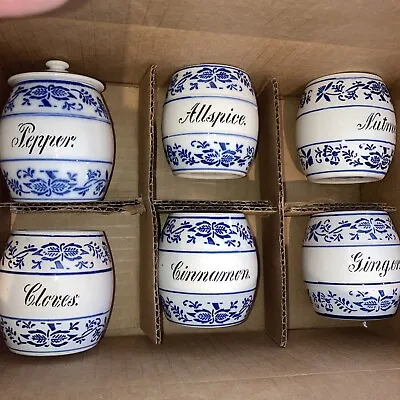 Vintage GMT & Bro Blue Onion Spice Jar Set Germany • $64.99