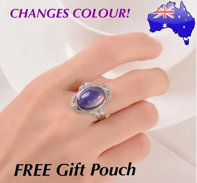 Retro Mood Ring Temperature Emotion Feeling Colour Changing Adjustable Rings • $8.70