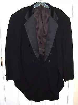 Oscar De La Renta Black Long Tail Tuxedo Jacket 47 Mens Formal Satin Tailcoat • $85.20