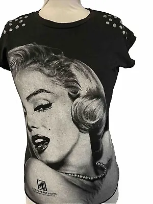 Vintage RED CARPET NOIR Marilyn Monroe 1985 Jeweled T-Shirt Mesh Back SMALL • $8.99