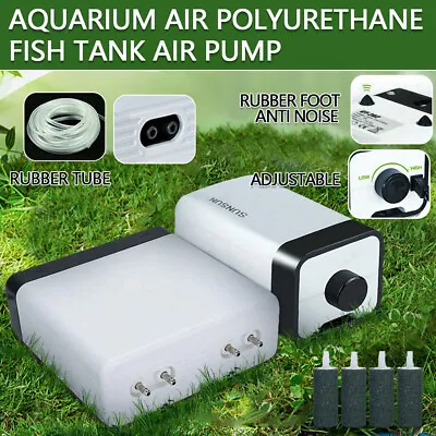 $22.59 • Buy Aqua Aquarium Air Pump Oxygen Fountain Pond Aerator Water Fish Tank 2/4 Outlets