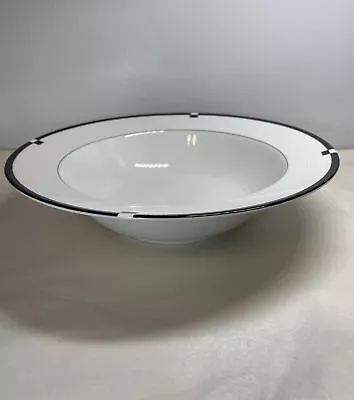 Mikasa Midnight Bowl Serving Vegetable Round Rimmed Black White L5542 • $25