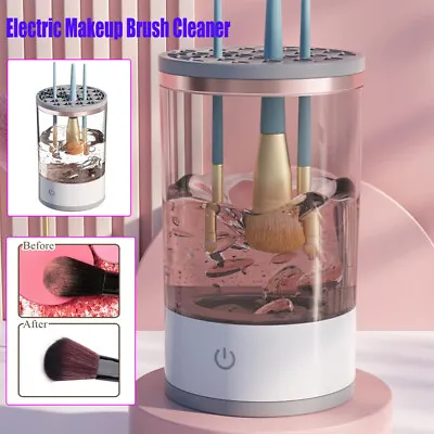 Electric Makeup Brush Cleaner Machine Fast Automatic Brush Cleaning Holder Dryer • £9.39