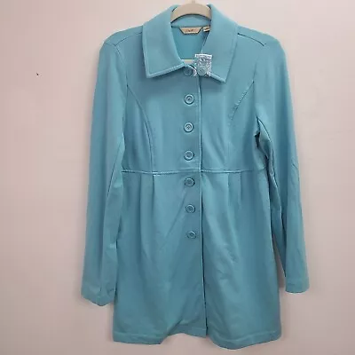 Motto Jacket Women Extra Small Blue Pockets Stretch Button Long Sleeve • $11.69