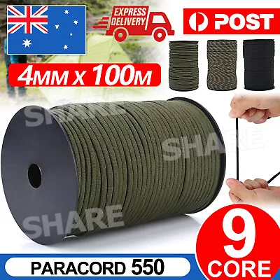 100m 550 Paracord Parachute Cord Lanyard Mil Spec Type III 9 Strand Core Rope • $17.95