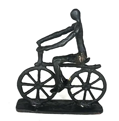 $27.99 • Buy Vintage Metal Sculpture Figure Riding Bicycle Man Woman MCM