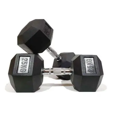 Morgan Hex Dumbbells PAIR Rubber Coated Cast Iron Commercial Gym Grade 2-35KG • $91