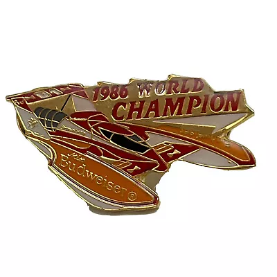 1986 Miss Budweiser U-1 Hydroplane Boat Drag Racing World Champion Lapel Hat Pin • $19.95