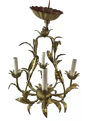 Vintage 20th Century French 4 Arms Ormolu Bronze Brass Tole Chandelier • $299.99