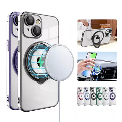 Luxury Case For IPhone 15 14 13 12 11 Pro Magnetic Ring Holder Clear Phone Cover • $10.89