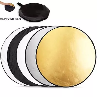 Round Photo Studio Outdoor Reflector Collapsible Photography Light Diffuser • £7.91