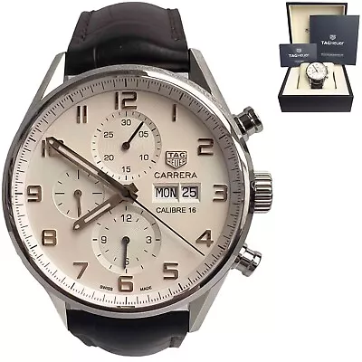 Tag Heuer Carrera Stainless Steel White Dial Black 43mm Watch CV2A1AC BOX PAPERS • $2393.32