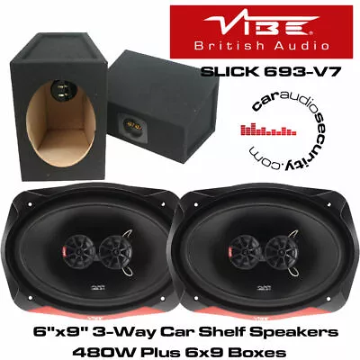 VIBE SLICK 693-V7 6x9 480w 3-Way Car Shelf Speakers With 6 X 9 Box Enclosures • £99.95