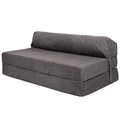 Loft 25 Charcoal Corduroy Fold Out Double Guest Z Bed Chair Folding Sofa Bed • £119.97