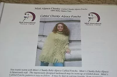 Cabled Chunky Alpaca Poncho Knitting Pattern By Misti Alpaca 28-55  • $3