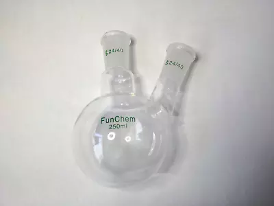 FunChem Two 2 Neck Flask 250 ML Round Bottom 24/40 Borosilicate • $19.99