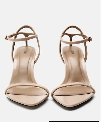 Zara Beige Strappy Sandals W/ankle Strap Nwt  1320/110 Sz 6.5 • $45