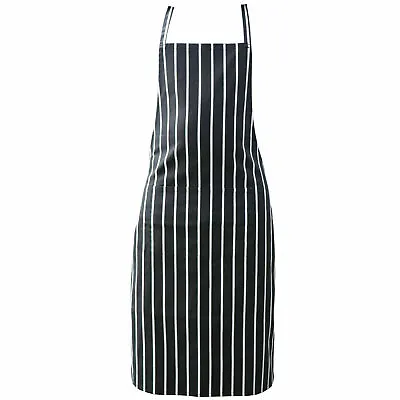 Professional Chefs Striped Apron Kitchen Cooking BBQ Baking Home Black & White • £7.99
