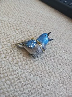 Blue Bird Emblesihed Trinket Box Metal Quality 1 Inch • $15