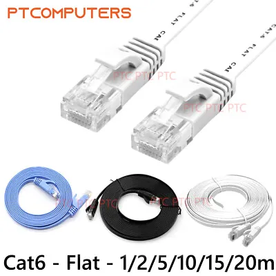 $5.50 • Buy Cat 6 1m 2m 5m 10m 20m RJ45 UTP Flat Ethernet Network Copper Cable Patch Lead