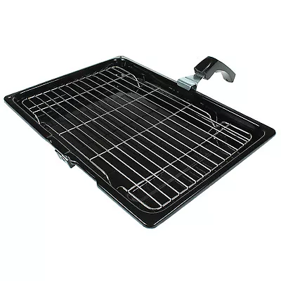 Cooker Oven Grill Pan Tray With Rack & Handle For Stoves 380mm X 270mm • £15.25